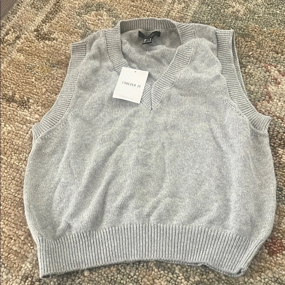 Forever 21 Gray V-Neck Knit Sweater - Picture 3 of 4